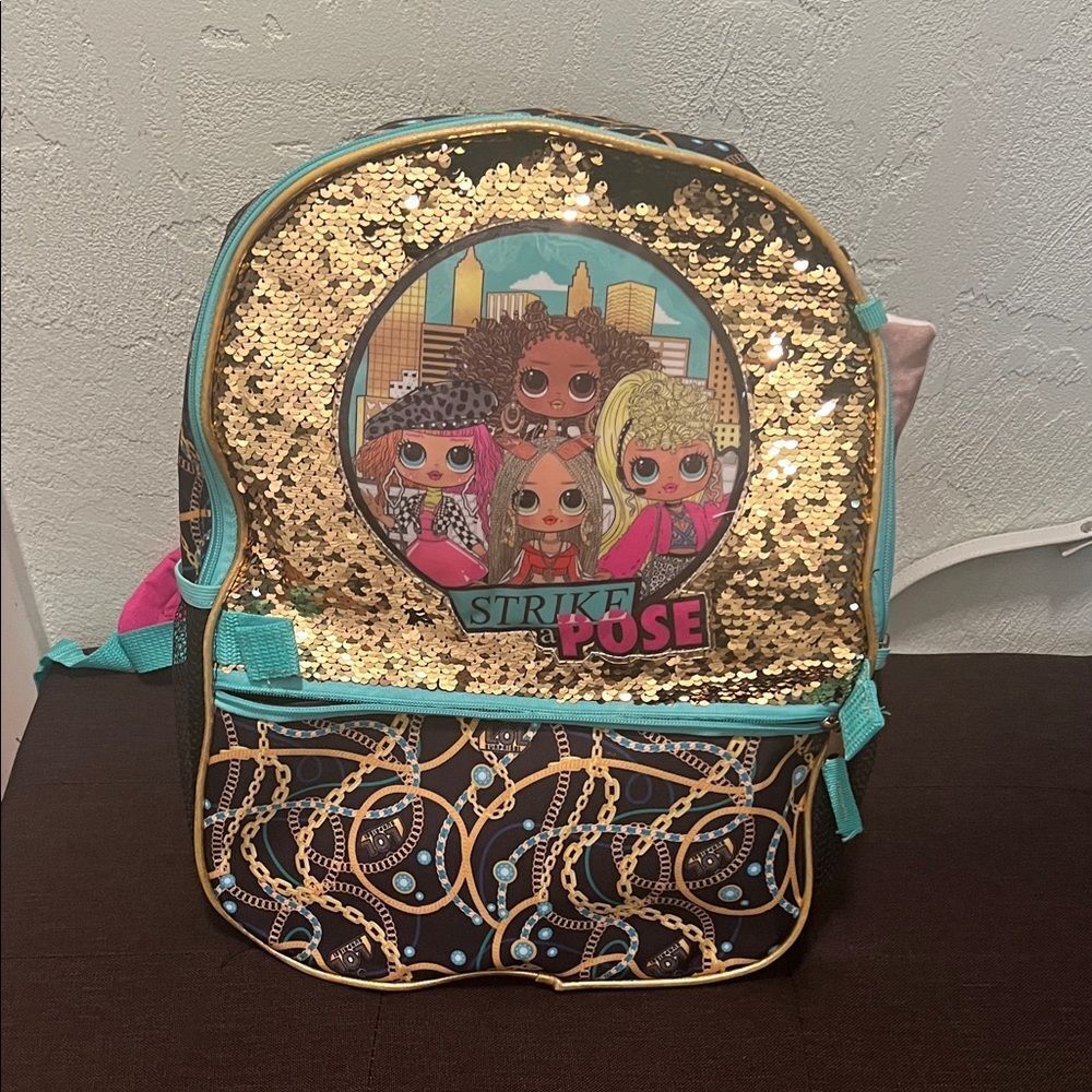 #1271**L.O.L. Surprise! Gold and Teal Sequin Backpack